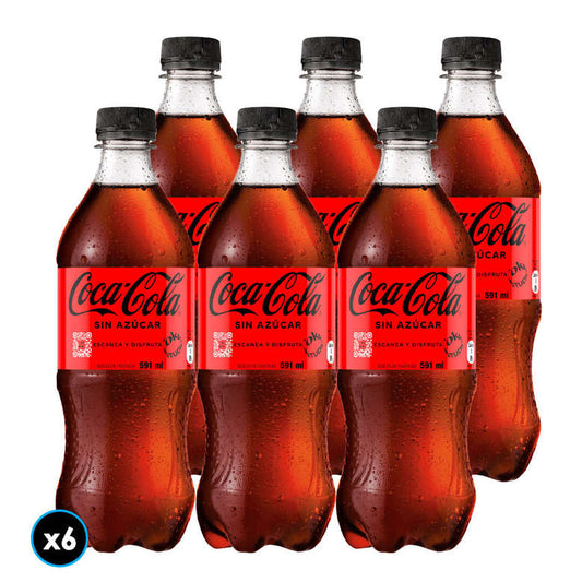 Bebida Coca Cola Zero 591cc X6